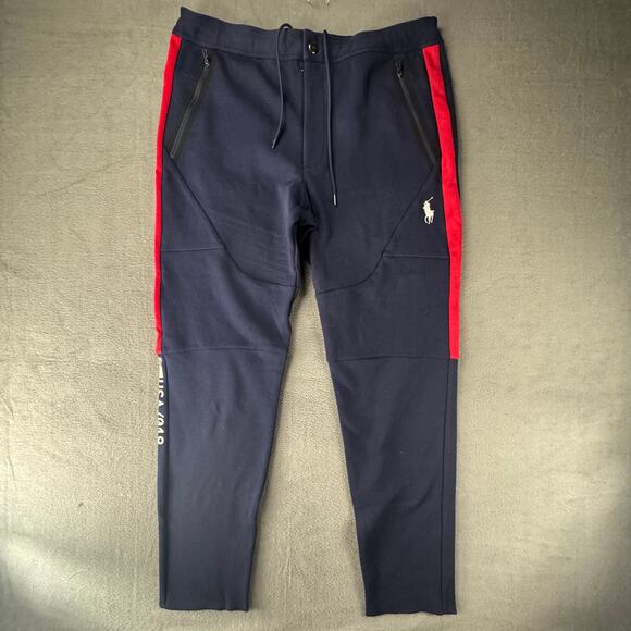 Polo‎ Ralph Lauren Pants Mens Team USA Navy Blue Jogger Sweatpants 2018 36x32 - Picture 1 of 16